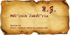 Mácsik Zakária névjegykártya