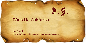 Mácsik Zakária névjegykártya