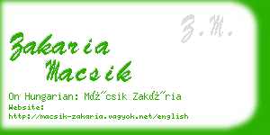 zakaria macsik business card